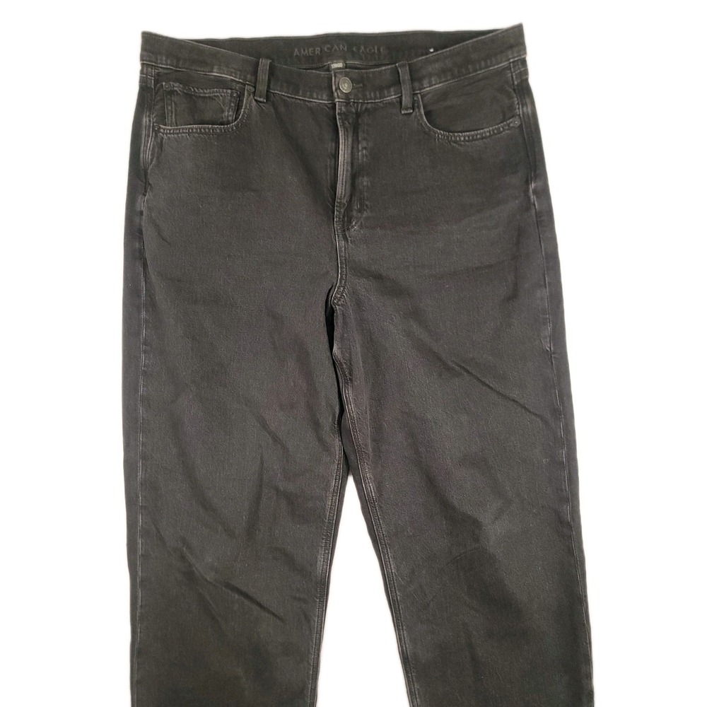 American Eagle Super High-Rise Baggy Straight Jeans Sz 14 X-Long‎ Black Strigid - Picture 2 of 11